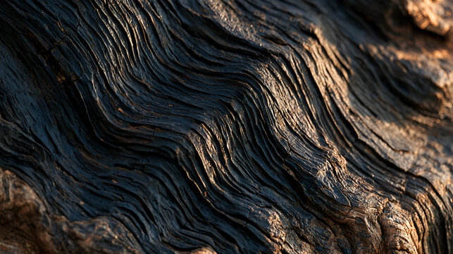 Textured Tree Bark With Sunlight Highlighting Its Grooves, Soft Window Light, Telephoto Compression, Tight Framing, High-Contrast Tones, Macro Photography, Ultra-Detailed Texture