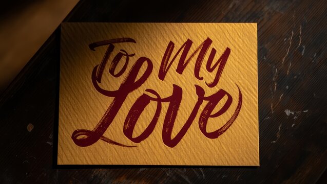 Elegant "To My Love" Card on Textured Gold Paper