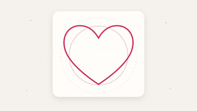 Crimson heart shape being drawn as a single line on a white card over a cream surface