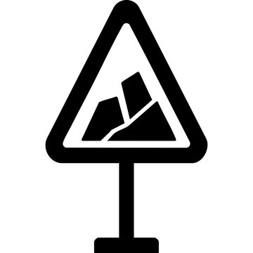 Vector silhouette of a landslide-prone area warning sign