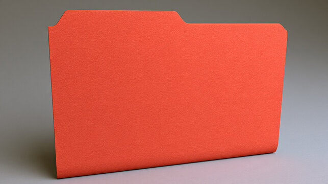 Red paper file folder on grey background for office business document use
