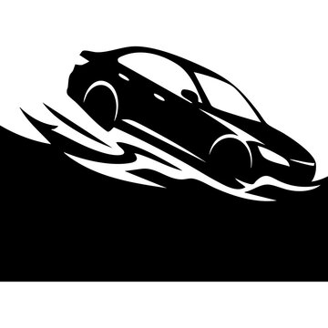 Vector silhouette of a drifting car