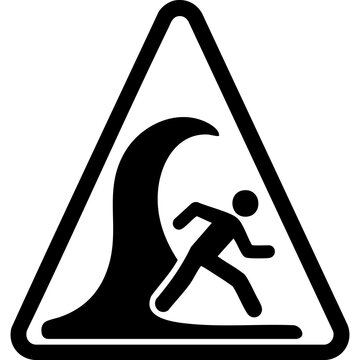 Vector silhouette of a tsunami warning/evacuation sign