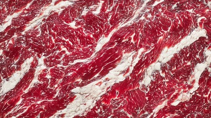 Obraz premium minced. Extreme close-up of marbled red and white meat creating an abstract pattern. menu design, packaging mockups, designed for food delivery and cloud-kitchen brand materials.