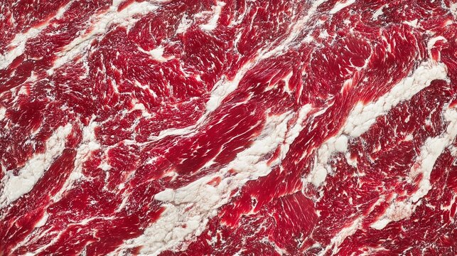 minced. Extreme close-up of marbled red and white meat creating an abstract pattern. menu design, packaging mockups, designed for food delivery and cloud-kitchen brand materials.