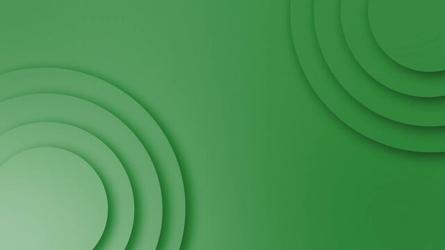 Abstract background with layered circular paper shapes in the corners and soft shadows animation