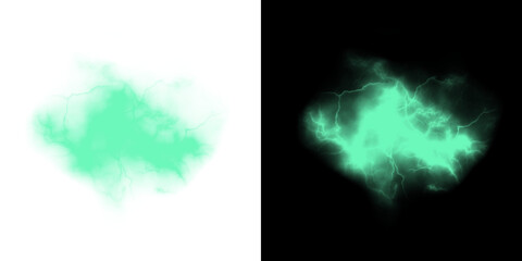 Obraz premium Png of abstract green lightning energy cloud effect isolated on transparent background