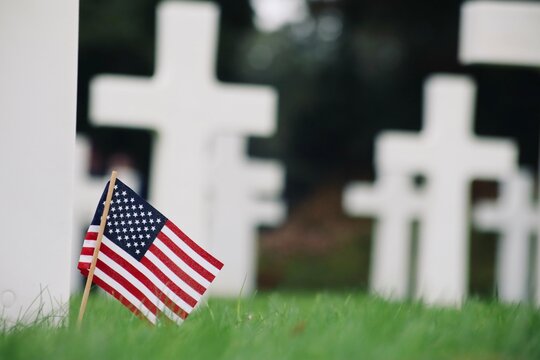 American Flag at Normandy American Cemetery in France
