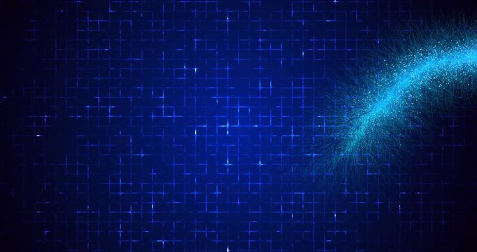 Magic Particle Trail in 4K on a grid BG.Shining Glitter Flicking Trail for Awards,Anniversary,New Year, Christmas, and Festival.Glowing wavy glitter trail particle.Glitter Particle Moving On grid BG