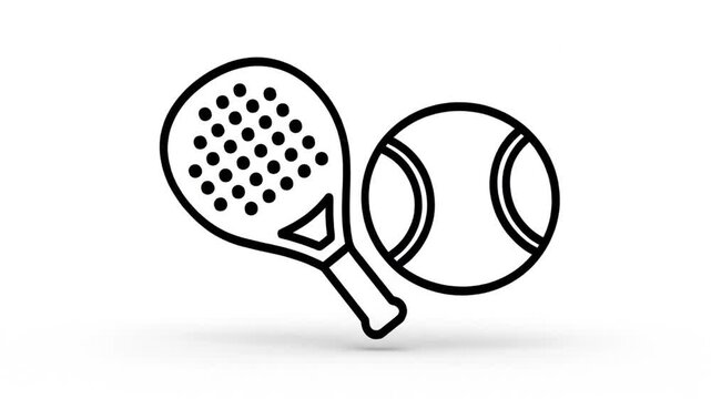 Minimal line drawing of paddle racket and curved line