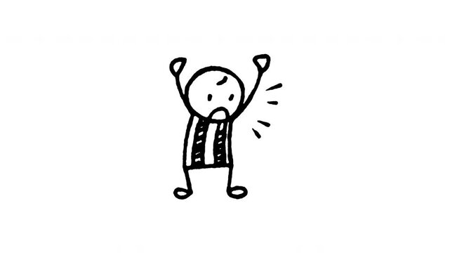 Animated doodle icon of a referee raising both arms to signal a touchdown score.