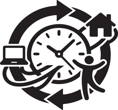 Work life balance and time management concept icon with remote work