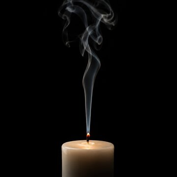Thin ribbon of smoke rising from a just snuffed candle