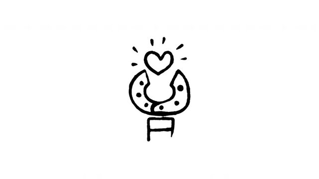 Animated doodle icon of a robot hand carefully presenting a friendly heart symbol.