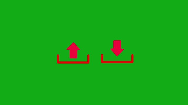 Upload and Download Icons Animation with Upward and Downward Arrows for Digital File Transfer, Cloud Storage, Data Sharing and Web Interface
