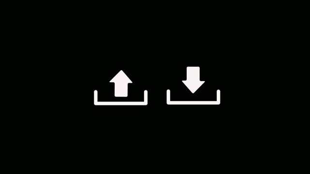 upload and download icons animation. Arrow up and down symbol for upload and download animation. black background