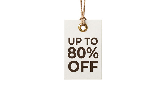 Up to 80 Percent Off Sale Price Tag Label PNG