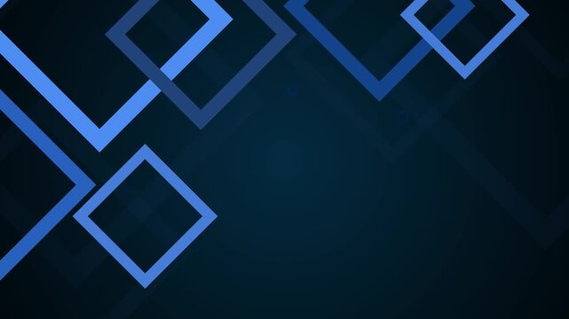 Abstract background with overlapping square frames and diamond shapes animation