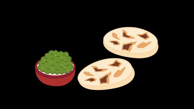 arepas with guacamole illustration flatbread