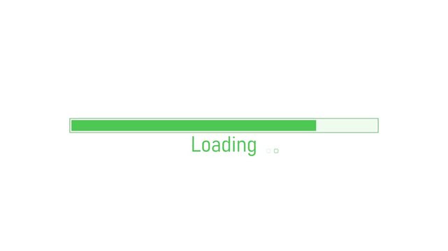 Simple loading bar and the word loading showing progress wait and system status animation