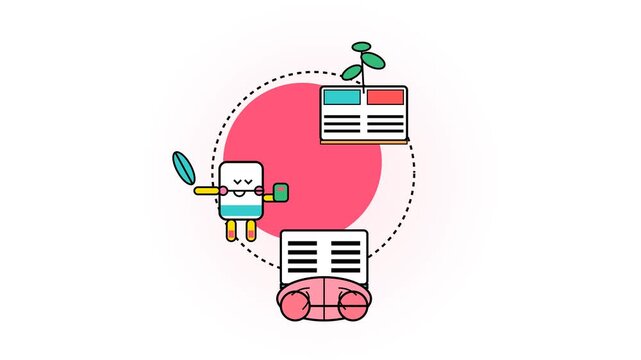Cute animated characters with pill and book concept, vibrant motion for healthcare and education explainer