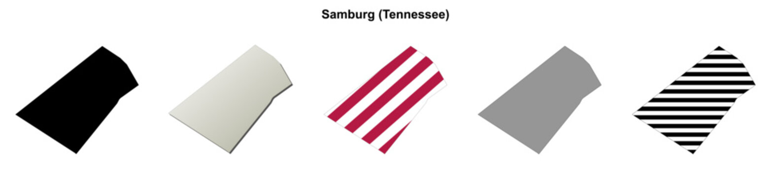 Samburg (Tennessee) blank outline map set