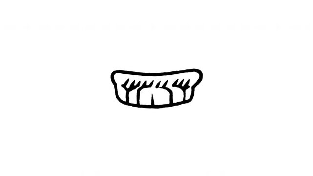Animated doodle icon of a full set of artificial false teeth dentures.