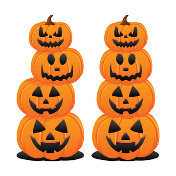 Stacked Halloween Pumpkin Jack o Lantern Vector Illustration