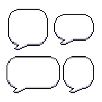 Pixel Message Boxes and Text Balloon Vector Illustration