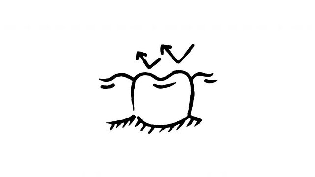 Animated doodle icon of a tooth surrounded by a protective aura for enamel defense.