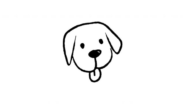 Animated doodle icon of a friendly Labrador Retriever dog face with floppy ears.
