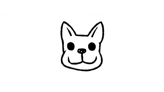 Animated doodle icon of a tiny Chihuahua dog face with large pointed ears.