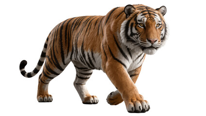 Obraz premium Majestic tiger walking forward, isolated on transparent background