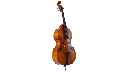 Orchestral double bass with polished wood grain, isolated on transparent background © Sorin
