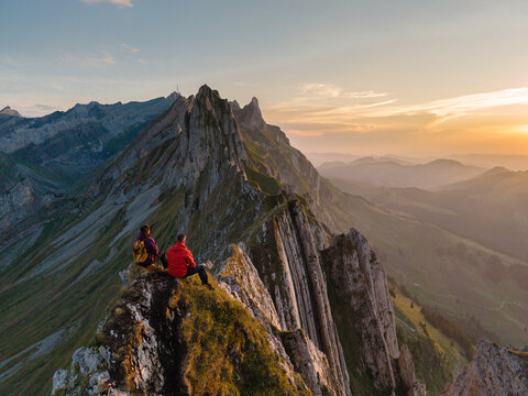 Breathtaking sunset at Schafler Ridge in Appenzell Switzerland