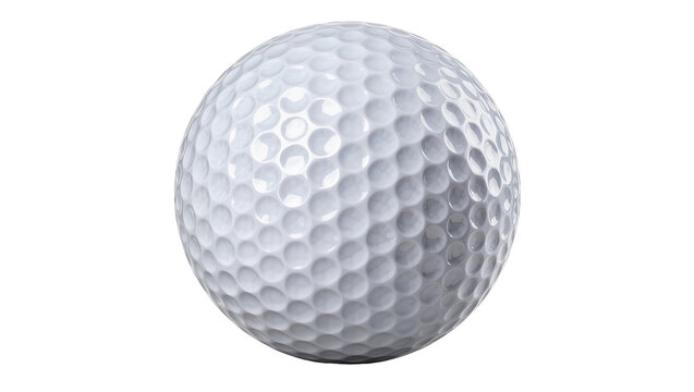 Dimpled white golf ball, isolated on transparent background