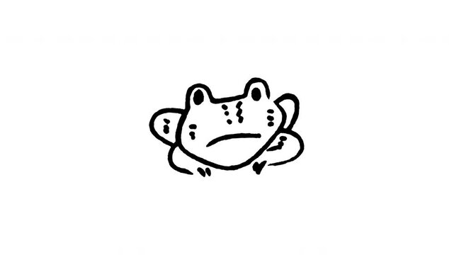 Animated doodle icon of a bumpy toad amphibian face sitting quietly.