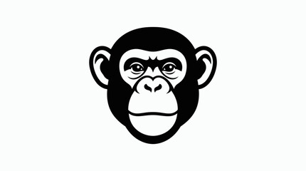 Fototapeta premium Black chimpanzee head mascot logo isolated.