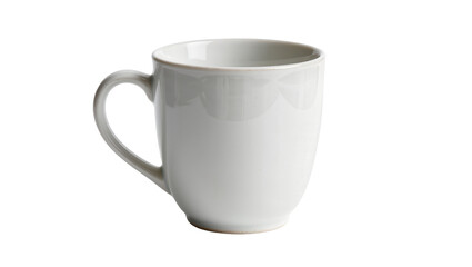 Simple ceramic mug with handle, isolated on transparent background