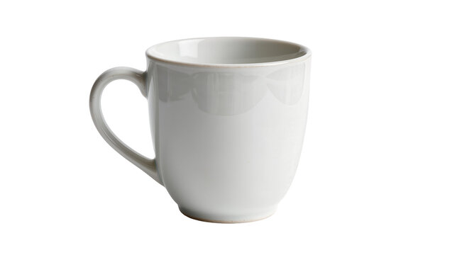 Simple ceramic mug with handle, isolated on transparent background