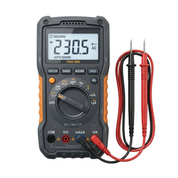 3D Digital Multimeter with Red and Black Test Probes
