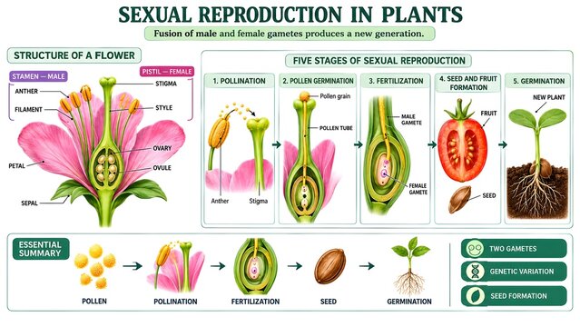 Sexual Reproduction in Plants Biology Infographic