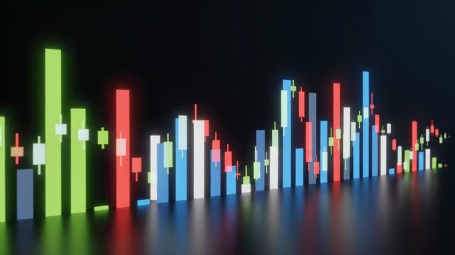 静かに右から左へ移動するミニマルな株価バー
