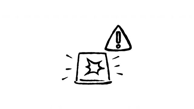 Animated doodle icon of a flashing emergency siren light emitting alarm warning waves.