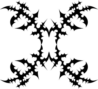 Gothic cyber sigilism spiky cross ornament vector asset for Y2K clothing brand merchandise
