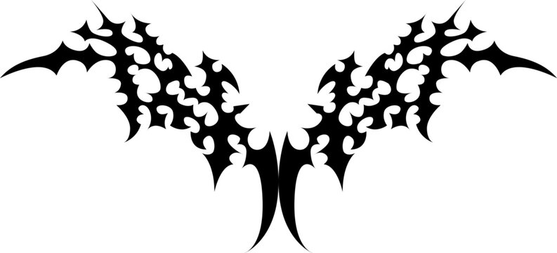 Spiky cyber sigilism wing shape chest graphic vector asset for dark streetwear t shirt print