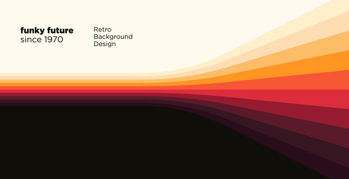 Minimalist retro background with flowing layered lines in warm vintage colors. Vector illustration.