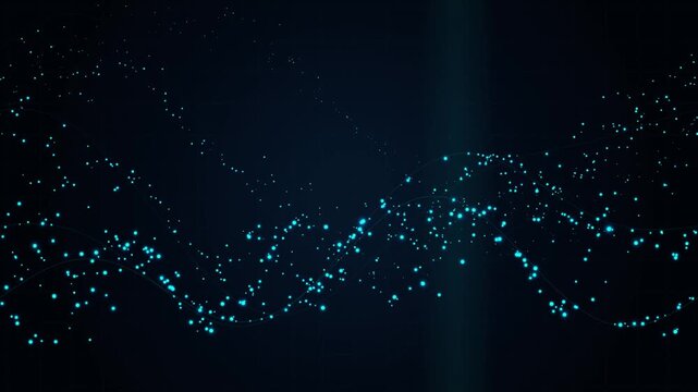 Quantum data stream holographic wave for AI tech background