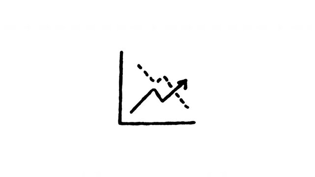 Animated doodle icon of a zig-zag graph chart representing market volatility and swing.
