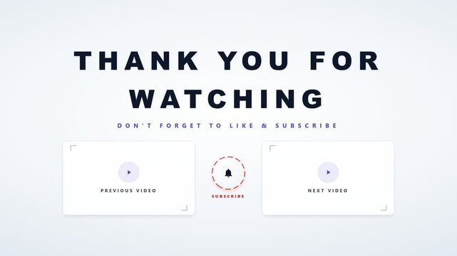 Minimalist end screen template with thank you for watching message